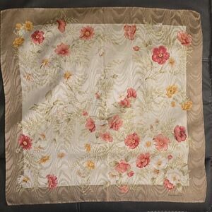 Burberry Floral Silk Scarf in Pink and Tan